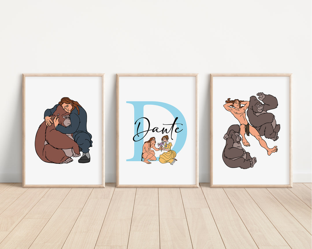 SET OF 3 Disney Tarzan Personalised Prints