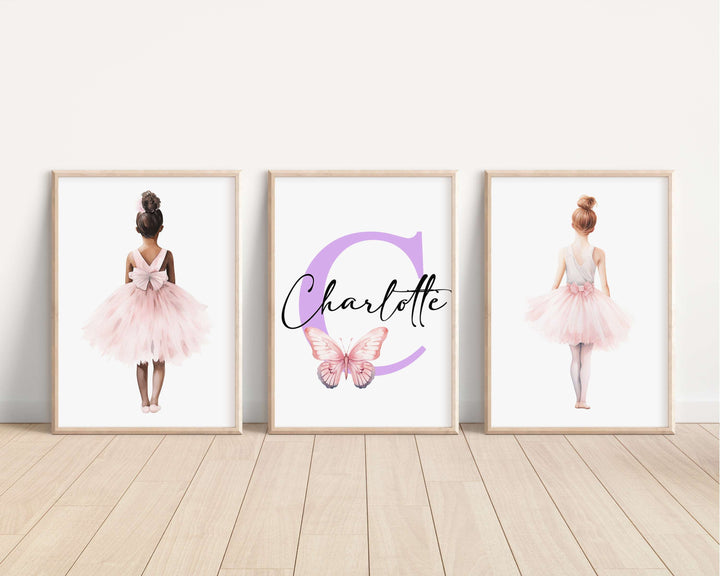 SET OF 3 Ballerina Swan Lake Personalised Bedroom Prints