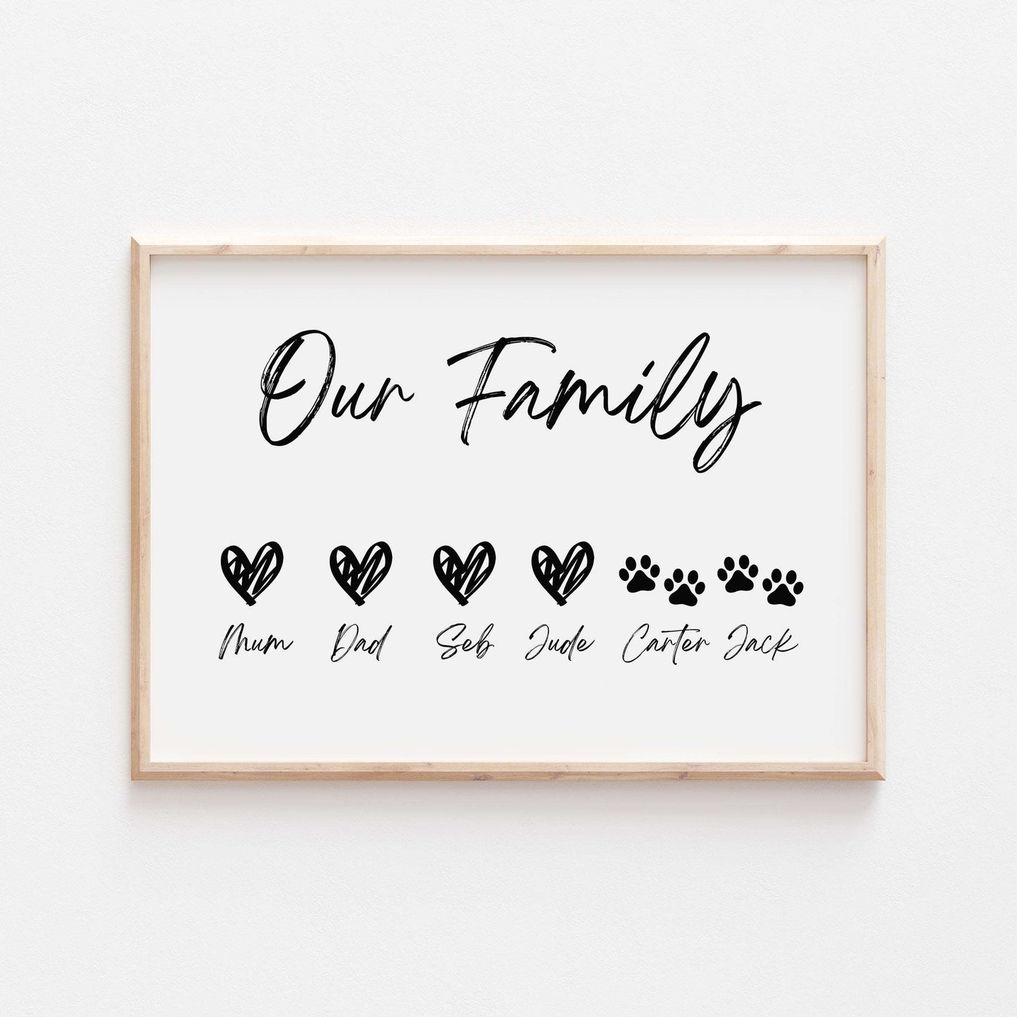 Personalised Our Family Heart Print