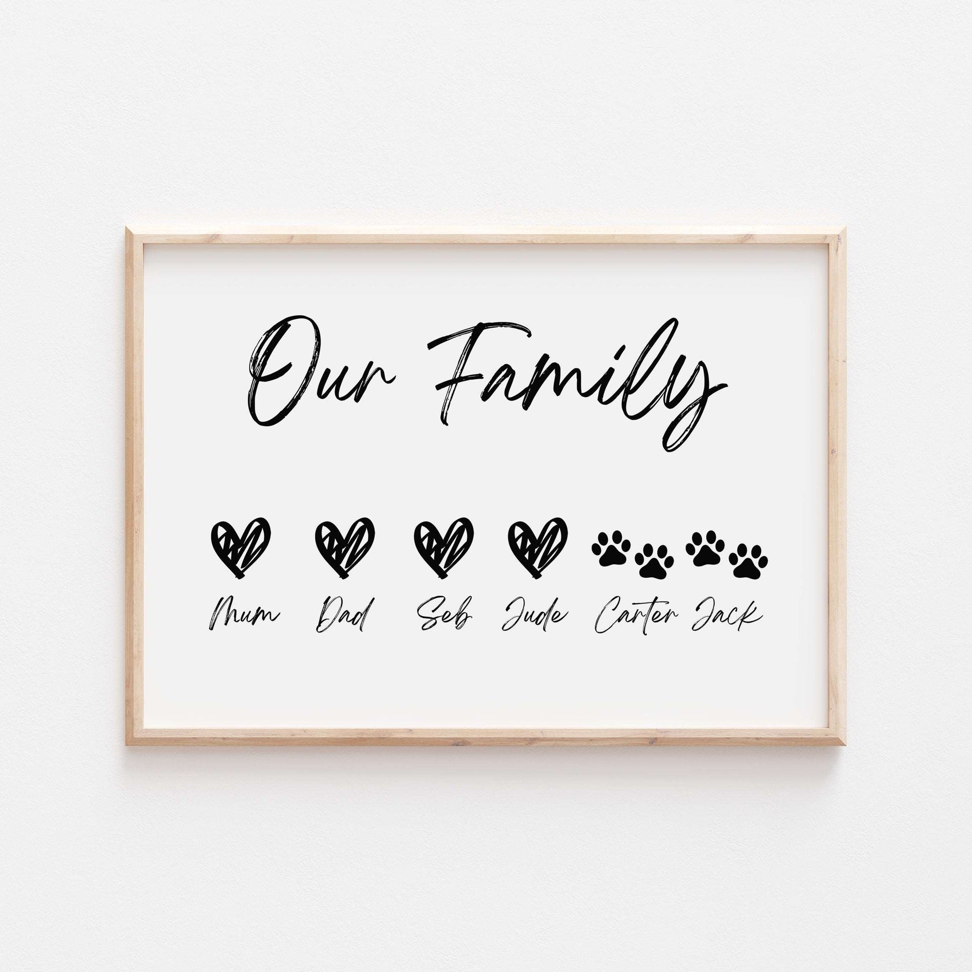 Personalised Our Family Heart Print