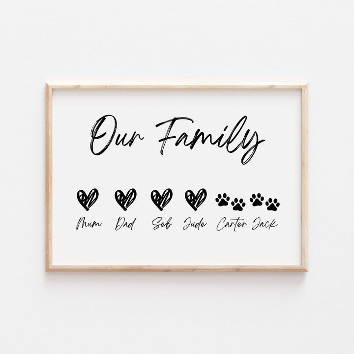 Personalised Our Family Heart Print