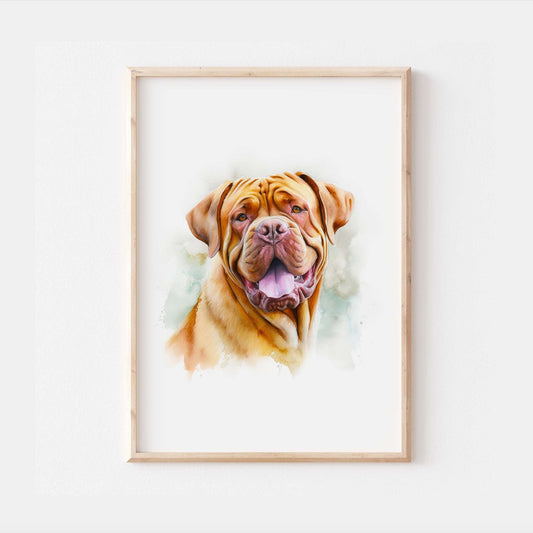 Dogue De Bordeaux Mastiff Watercolour Art Print