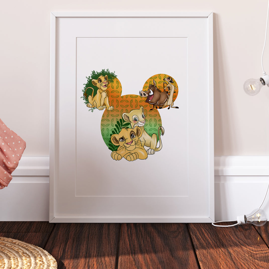 The Lion King Simba & Nala Mickey Head Print