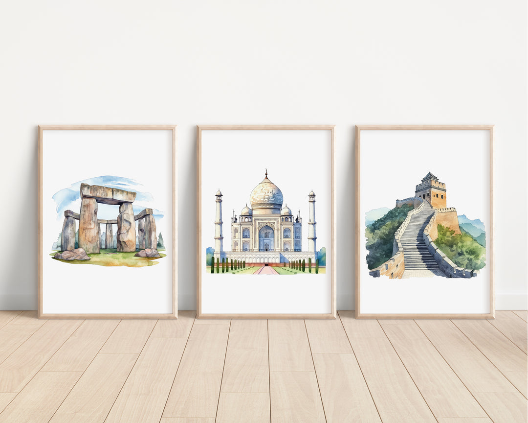 SET OF 3 Landmark Travel Home Decor Prints