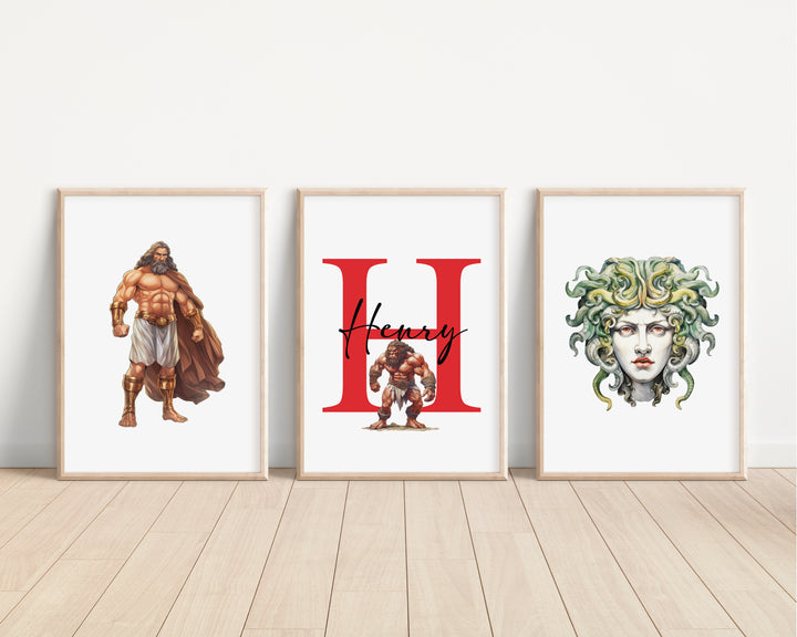 SET OF 3 Ancient Greek Mythology Personalised Bedroom Prints