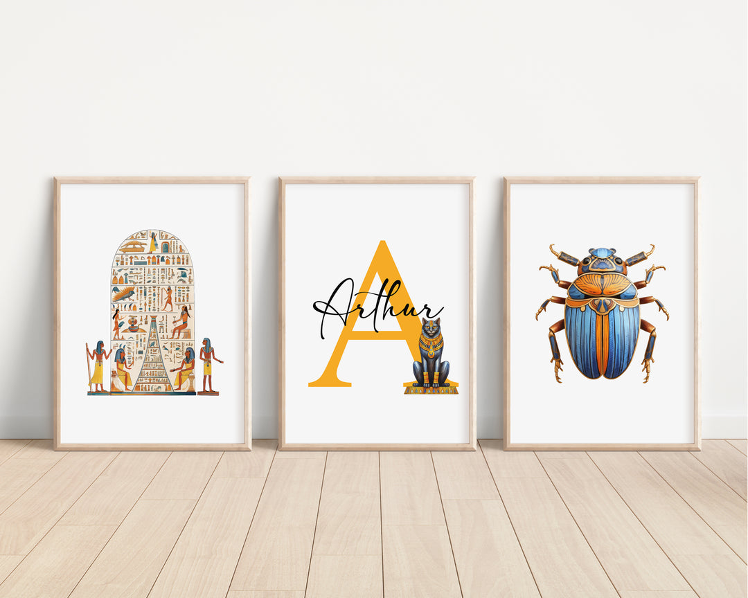 SET OF 3 Ancient Egypt Personalised Bedroom Prints