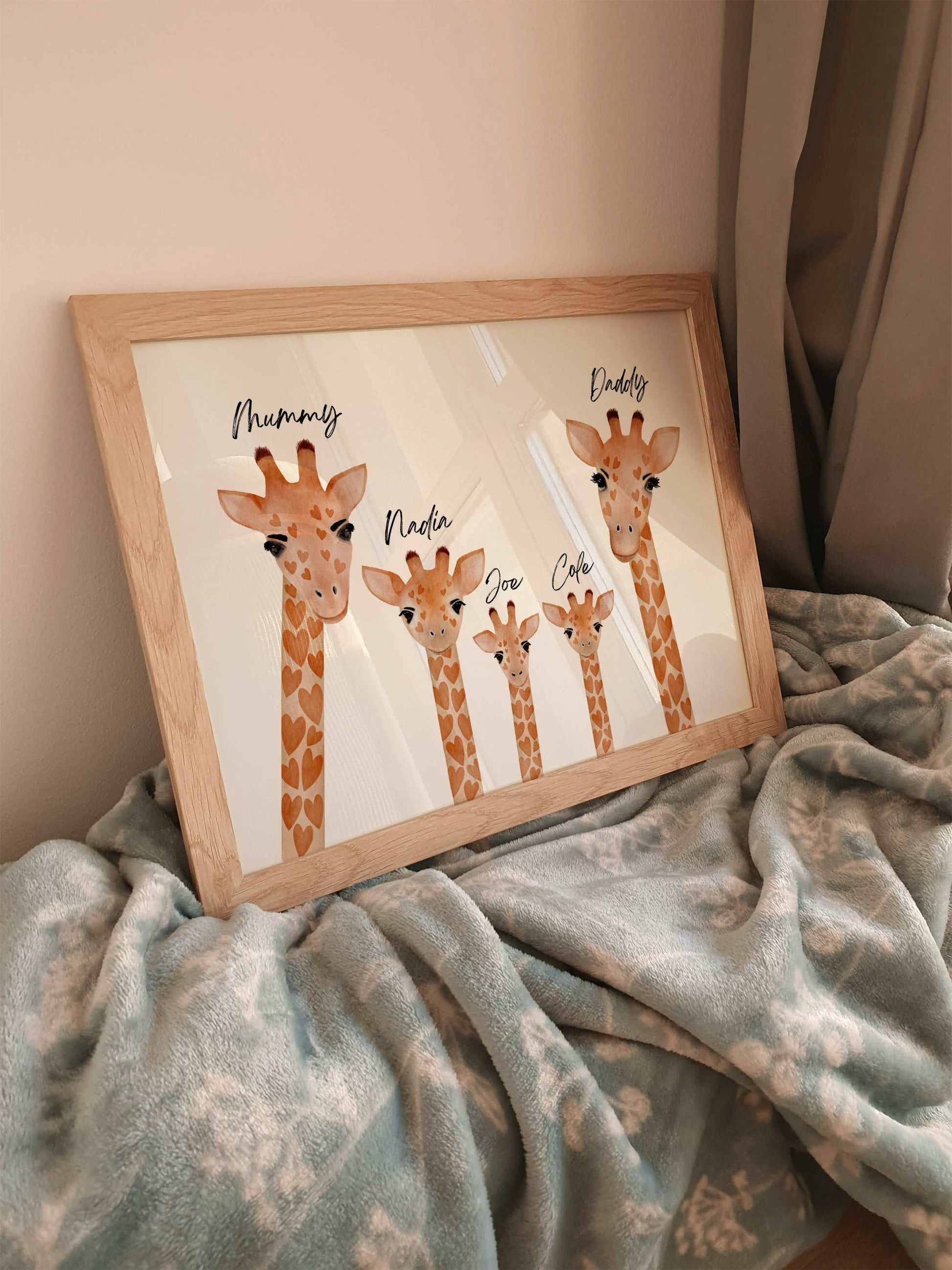 Personalised Our Family Giraffe Home Print