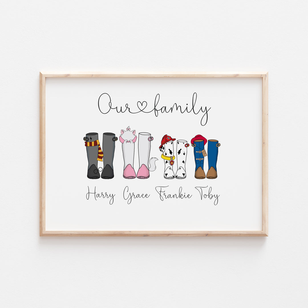 Personalised Our Family Disney Welly Boots Print