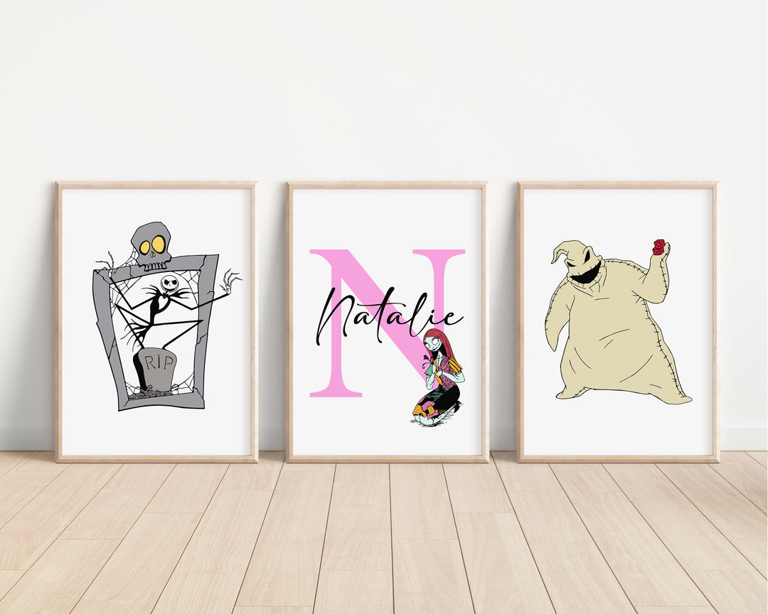 SET OF 3 The Nightmare Before Christmas Personalised Prints