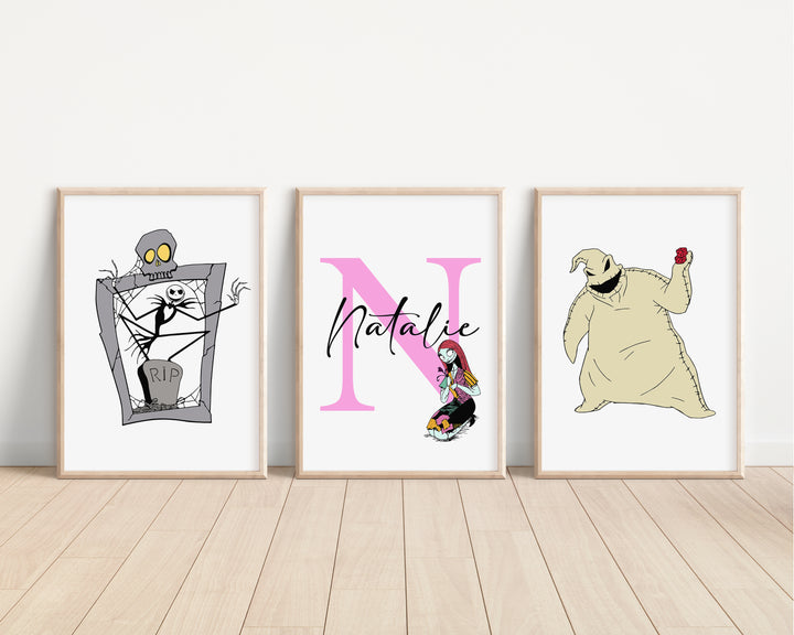 SET OF 3 The Nightmare Before Christmas Personalised Prints