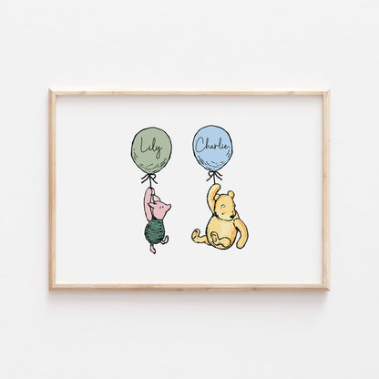 Personalised Winnie the Pooh Family Print