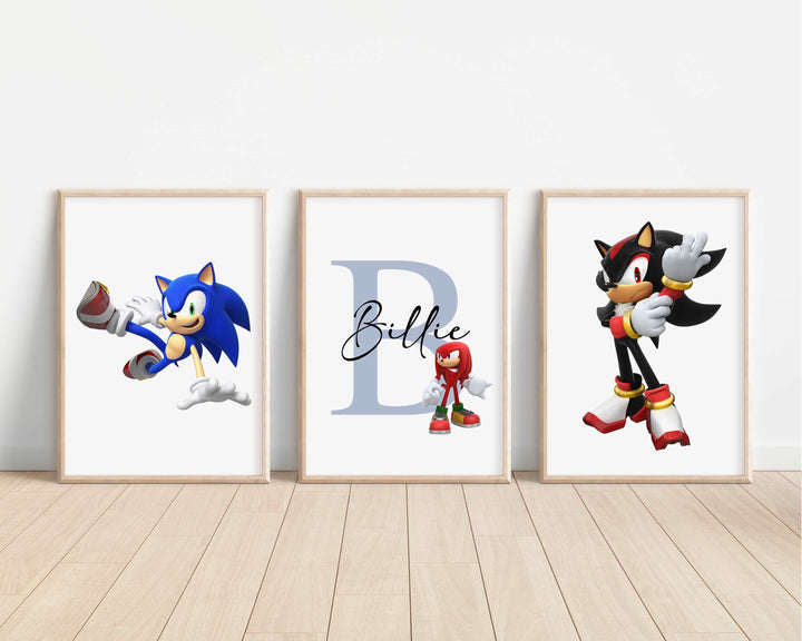 SET OF 3 Sonic Personalised Prints