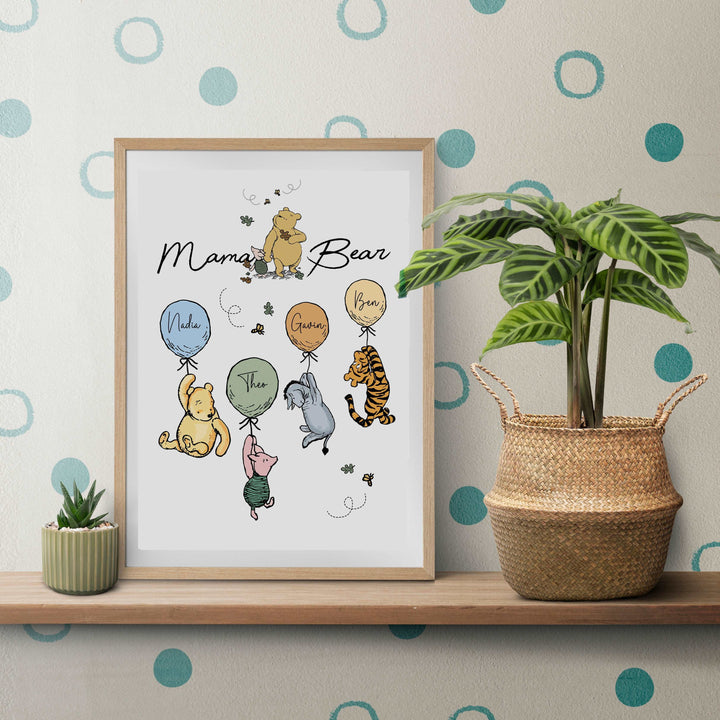 Personalised Mama Bear Winnie the Pooh Family Print