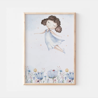 Woodland Flower Fairy Bedroom Print