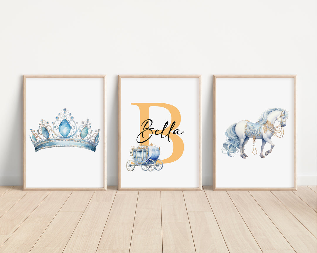 SET OF 3 Little Princesses Personalised Bedroom Prints