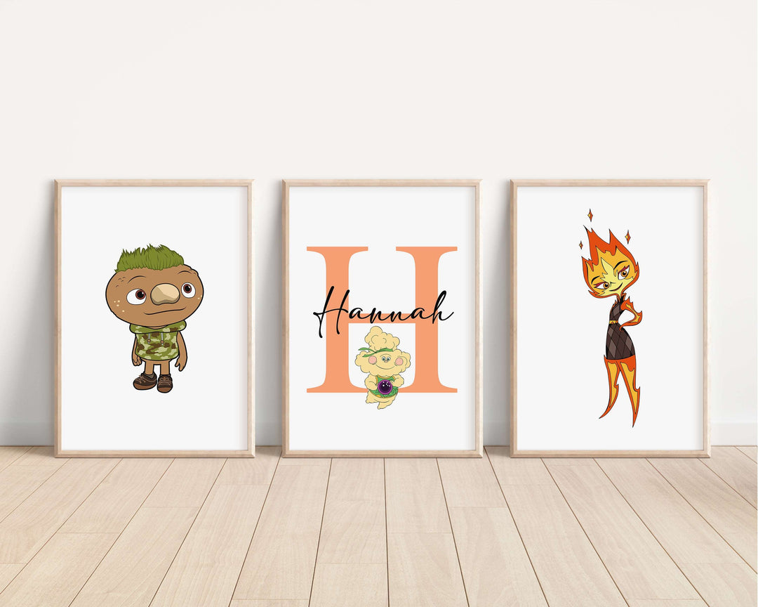 SET OF 3 Elemental Personalised Prints