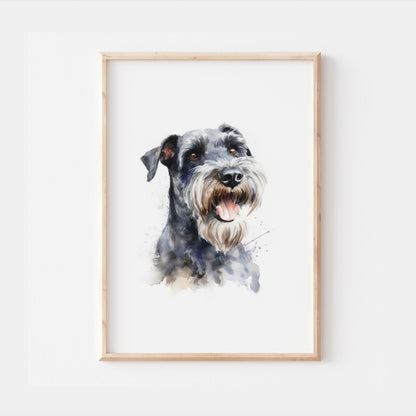 Schnauzer Dog Watercolour Art Print