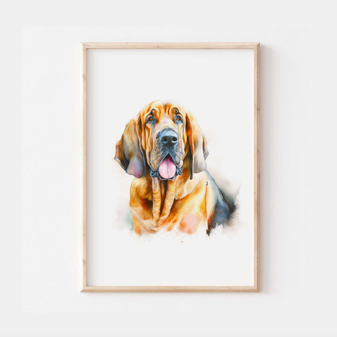 Bloodhound Dog Watercolour Art Print