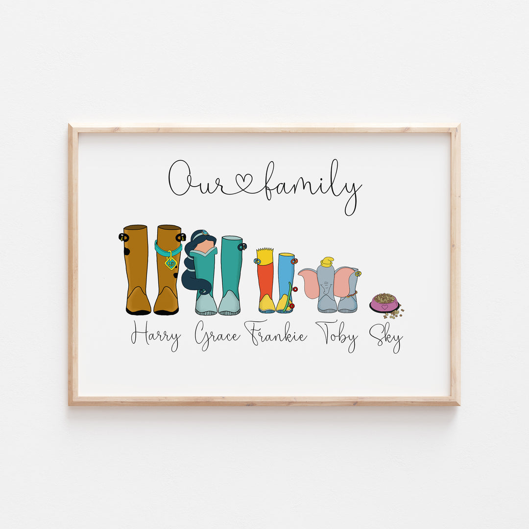 Personalised Our Family Disney Welly Boots Print