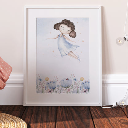 Woodland Flower Fairy Bedroom Print