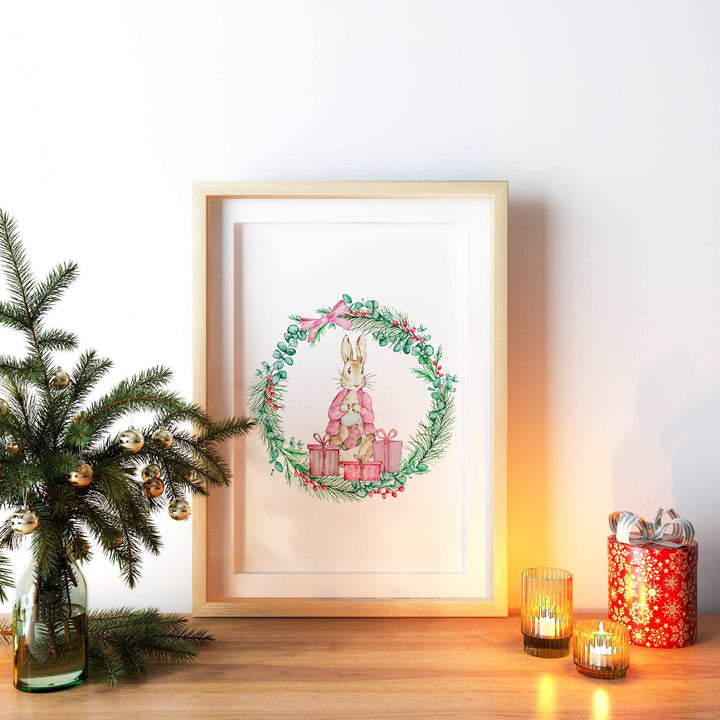 Flopsy Bunny Peter Rabbit Christmas Wreath Print