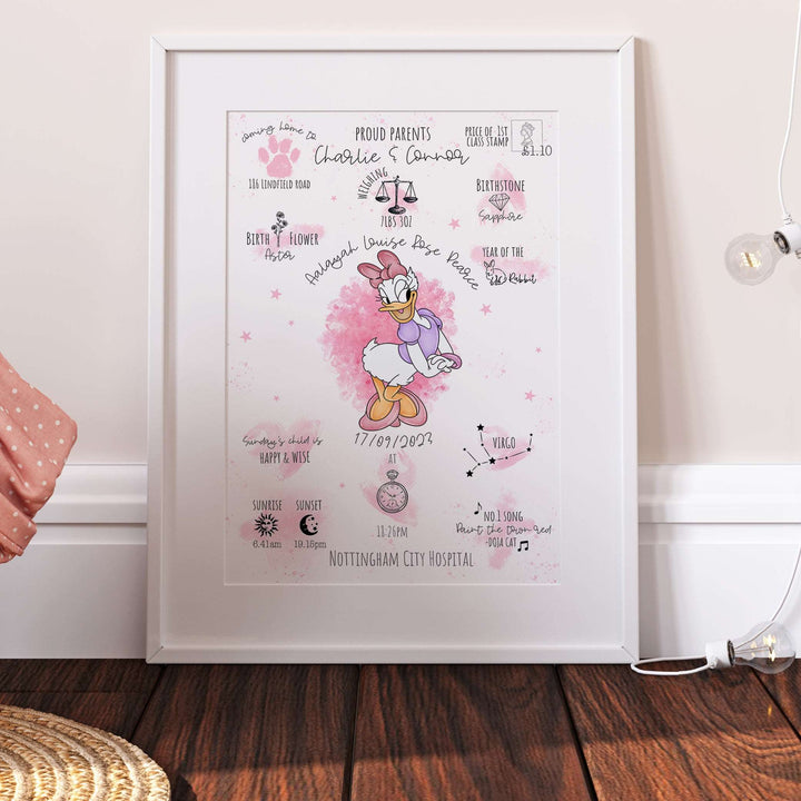 Daisy Duck Personalised The Day You Were Born Disney Print