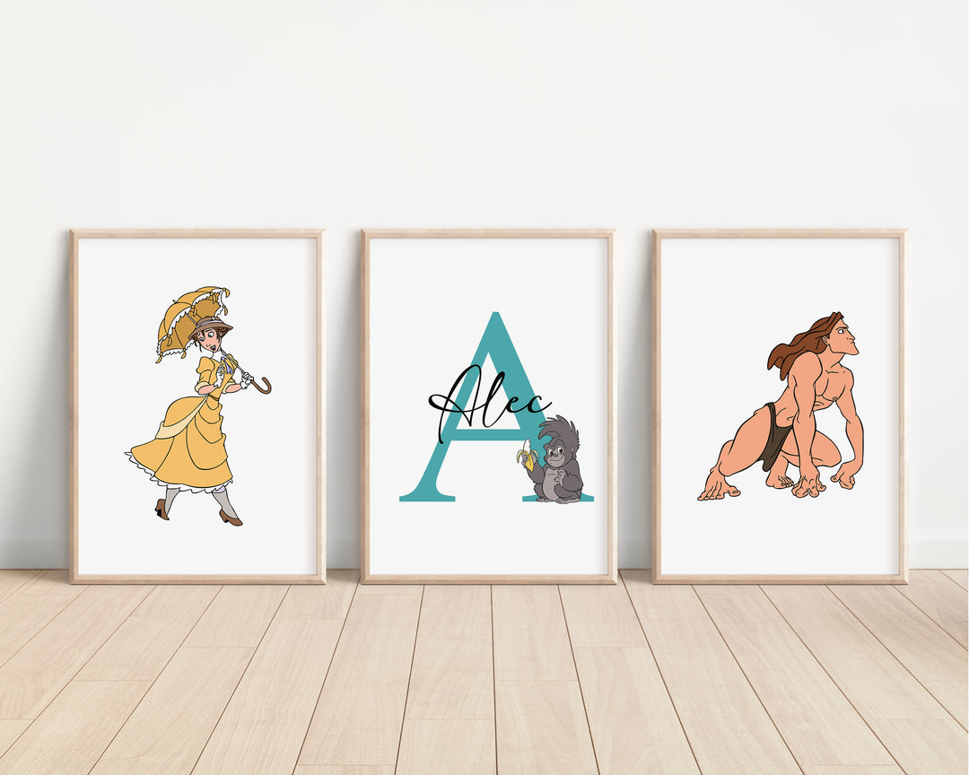 SET OF 3 Disney Tarzan Personalised Prints