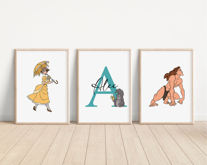 SET OF 3 Disney Tarzan Personalised Prints