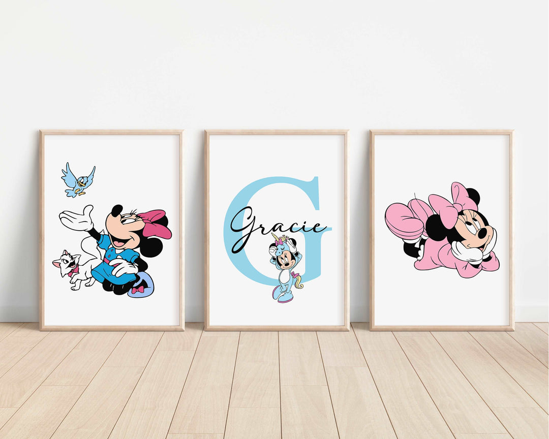 SET OF 3 Minnie Personalised Print