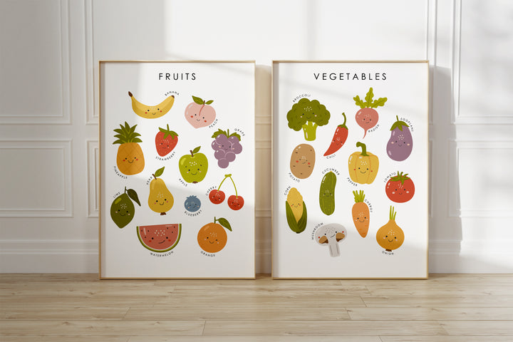 SET OF 2 Fruits and Vegetables Educational Prints