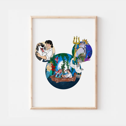 The Little Mermaid Ariel Disney Mickey Head Print