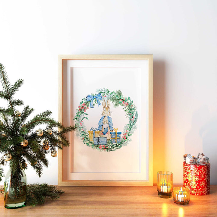 Peter Rabbit Christmas Wreath Print