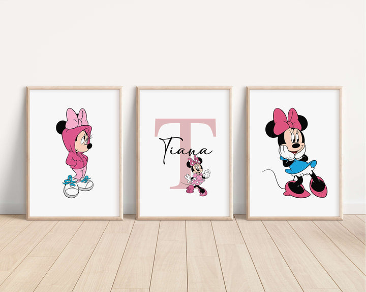 SET OF 3 Minnie Personalised Print