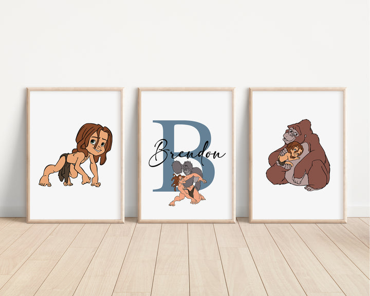 SET OF 3 Disney Tarzan Personalised Prints