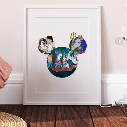The Little Mermaid Ariel Disney Mickey Head Print