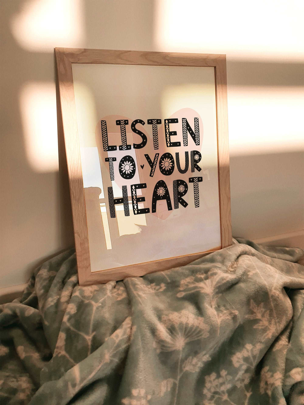 Listen To Your Heart Bedroom Quote Wall Print