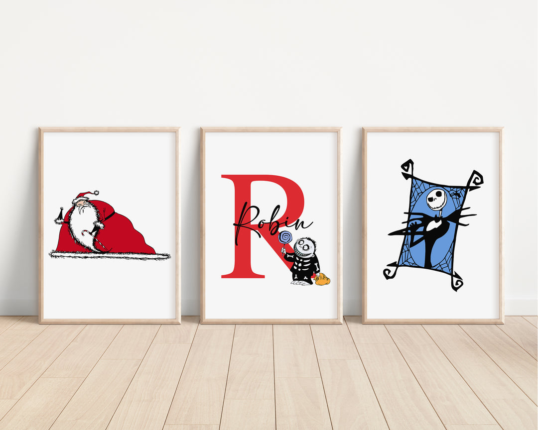 SET OF 3 The Nightmare Before Christmas Personalised Prints