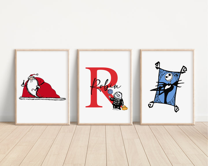 SET OF 3 The Nightmare Before Christmas Personalised Prints