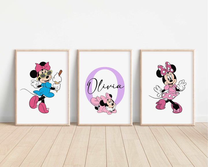 SET OF 3 Minnie Personalised Print