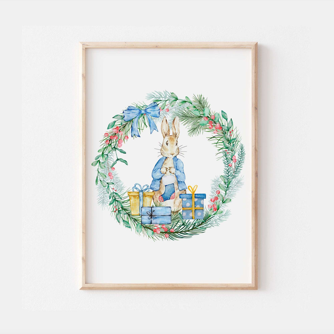 Peter Rabbit Christmas Wreath Print