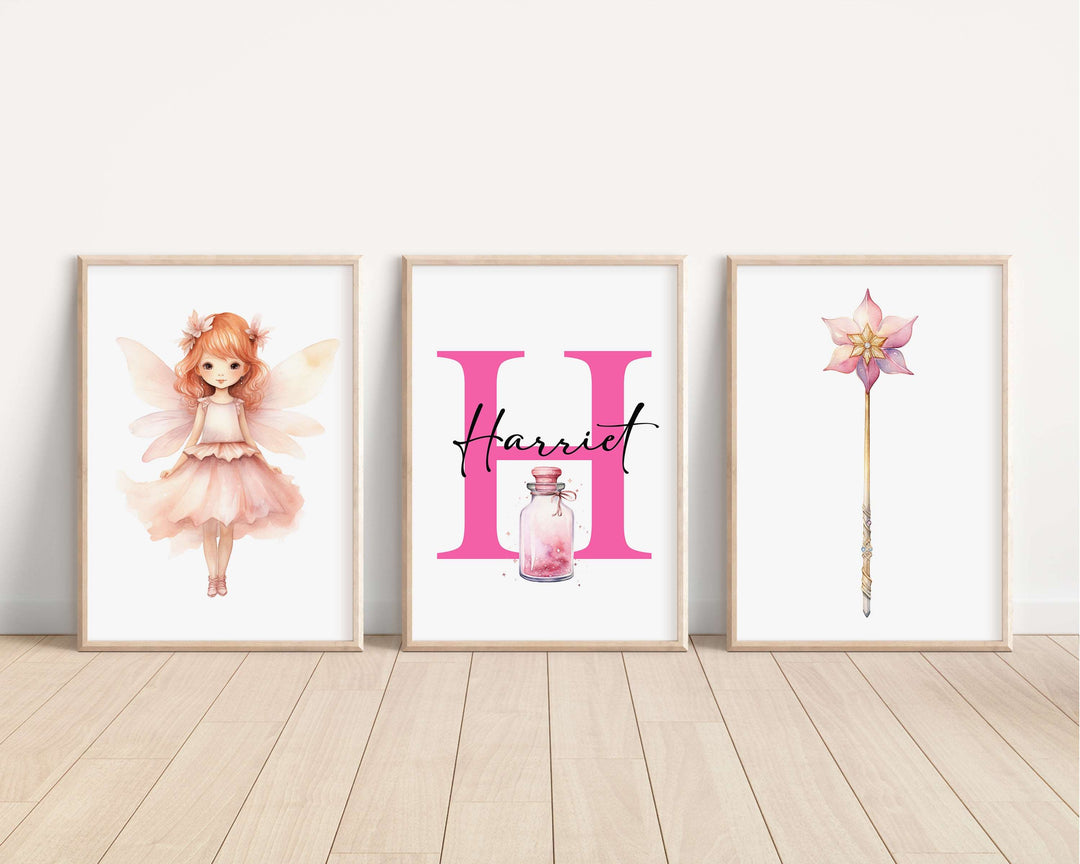 SET OF 3 Magical Fairies Personalised Bedroom Prints