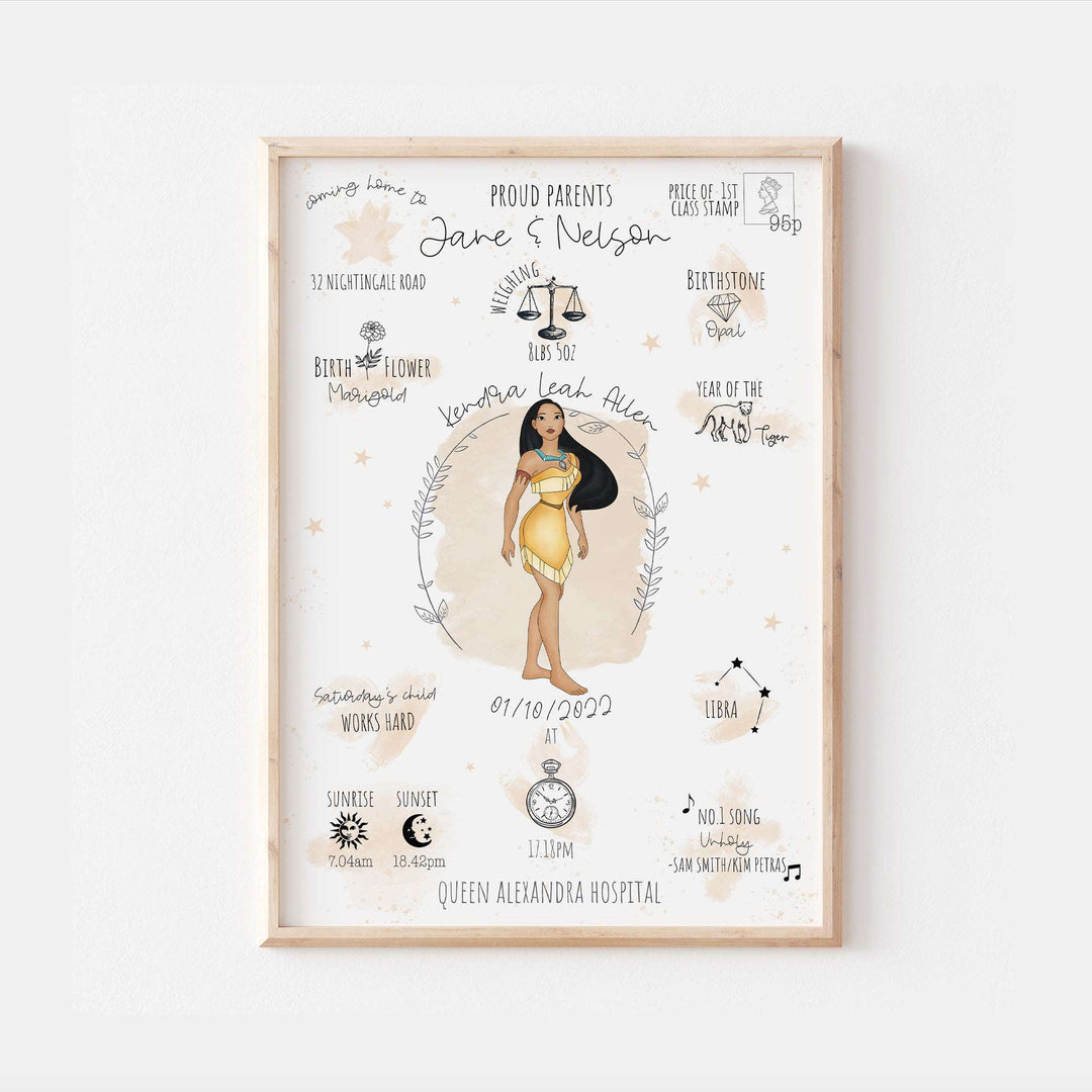 Disney Princesses Personalised The Day You Were Born Print