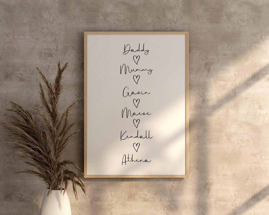 Personalised Our Family Heart Print