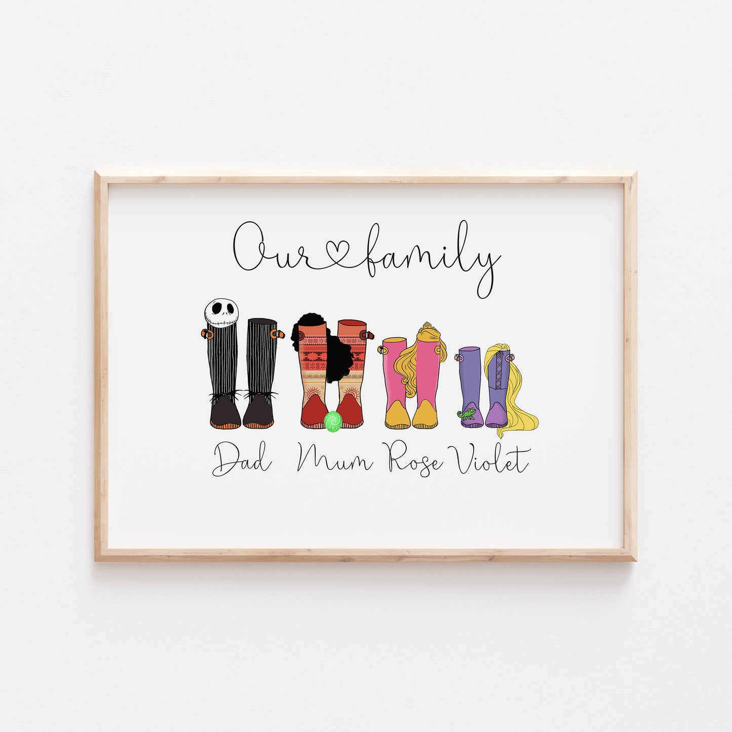 Personalised Our Family Disney Welly Boots Print