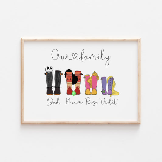 Personalised Our Family Disney Welly Boots Print