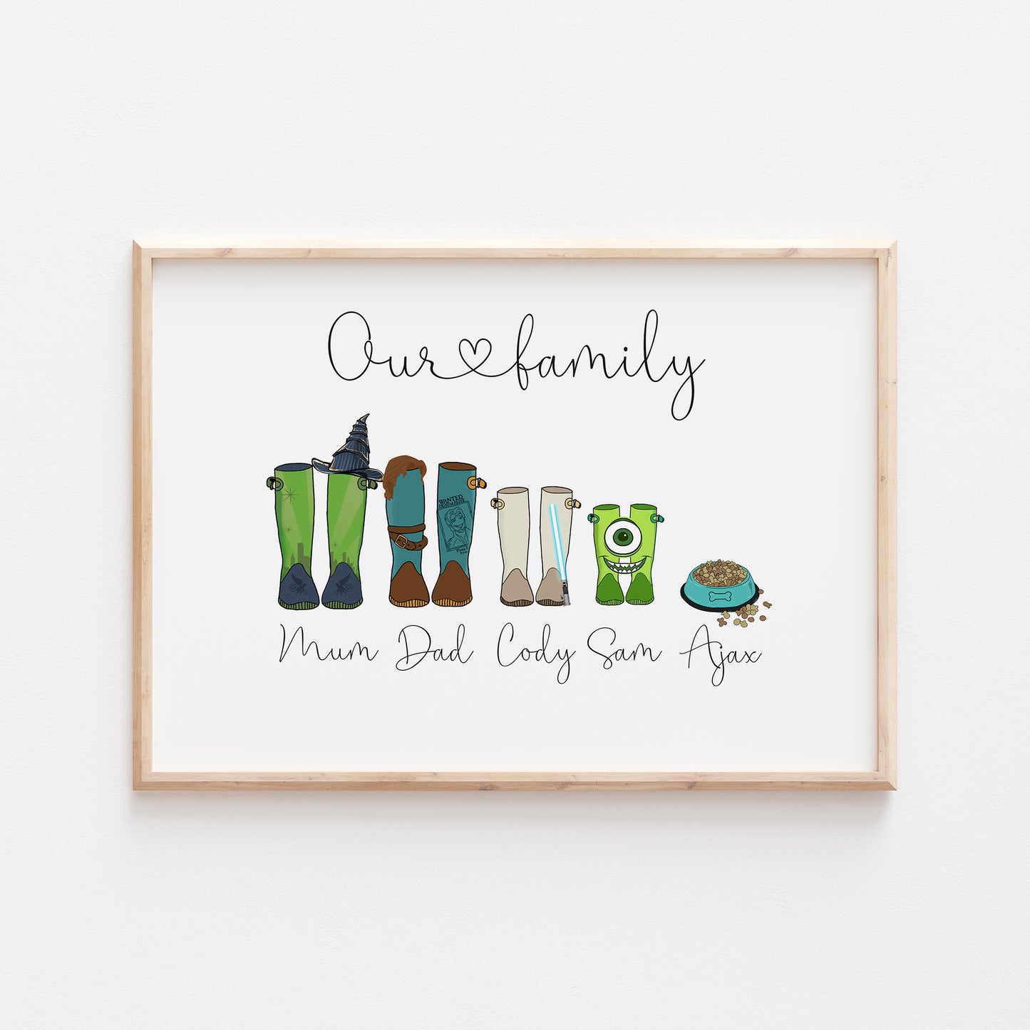 Personalised Our Family Disney Welly Boots Print