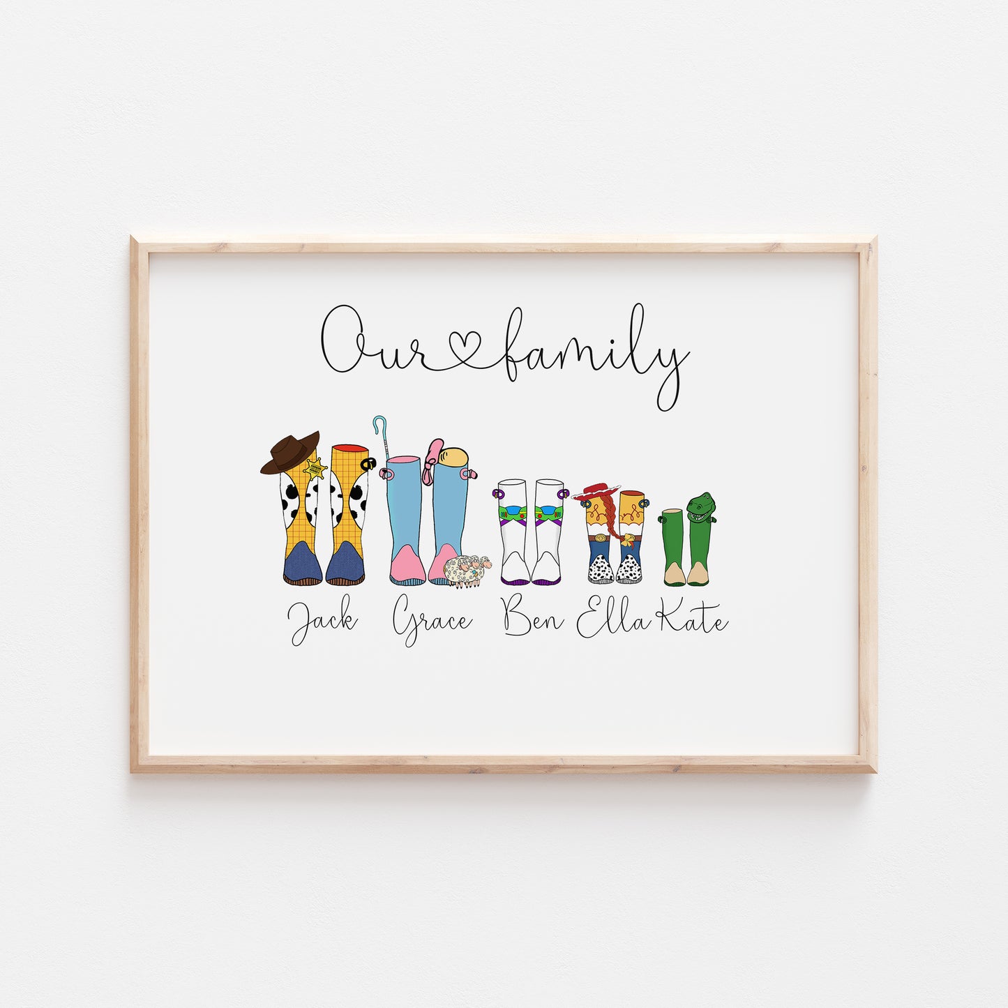 Personalised Our Family Disney Welly Boots Print