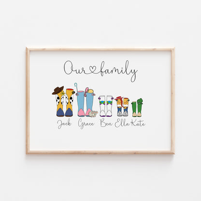 Personalised Our Family Disney Welly Boots Print