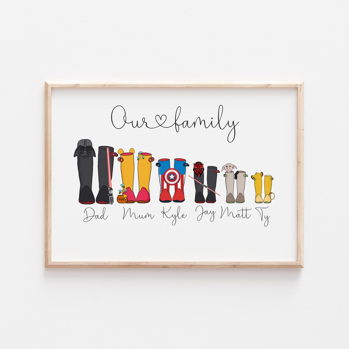 Personalised Our Family Disney Welly Boots Print
