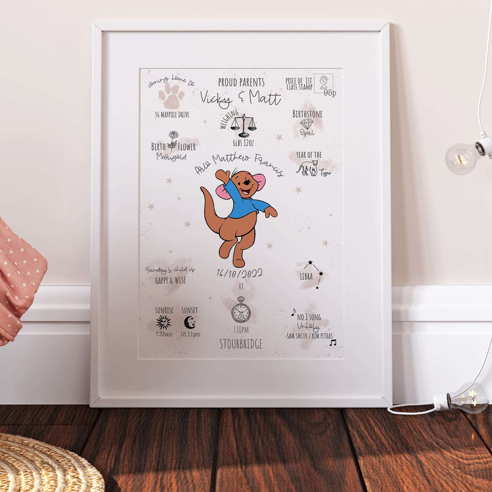 Roo Winnie Personalised The Day You Were Born Print